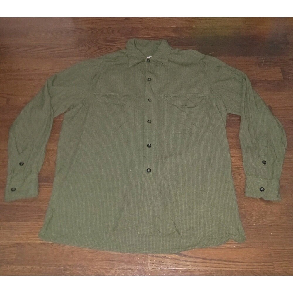 Ermenegildo Zegna Shirt Mens Medium Green Plaid Button Front Made In Italy